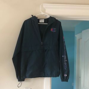 Teal Champion quarter-zip windbreaker. Men’s size small.